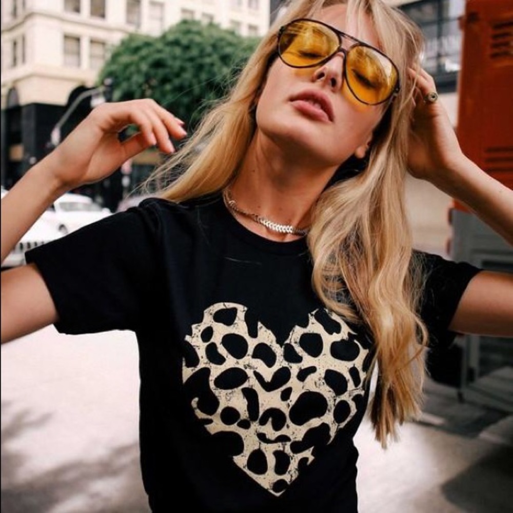 Heart Leopard Graphic Tee